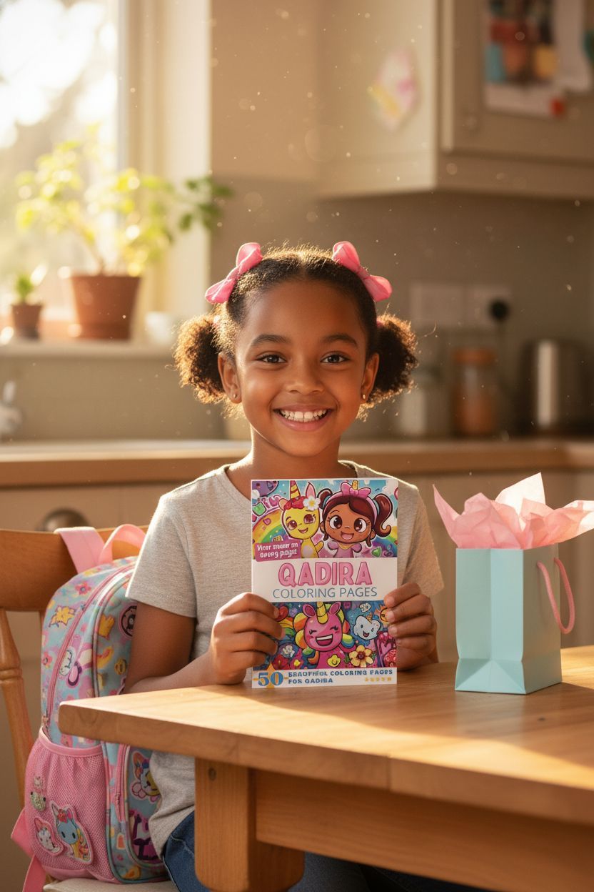 Qadira coloring book in use