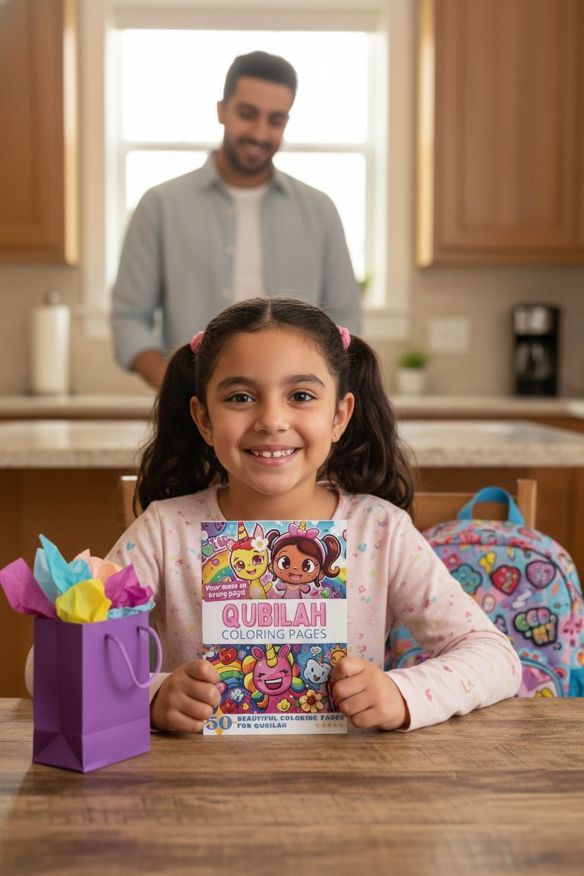 Qubilah coloring book in use