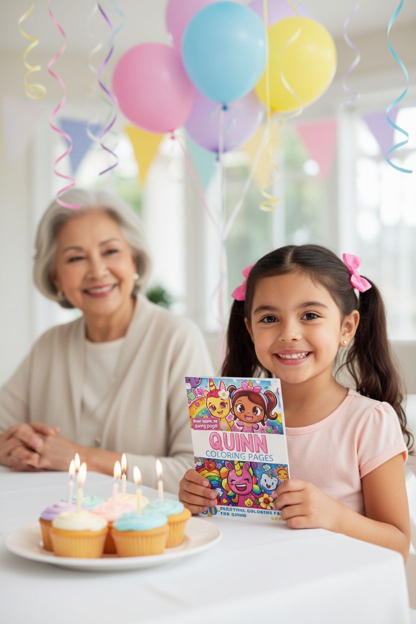 Quinn coloring book in use