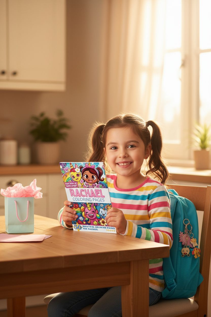 Rachael coloring book in use