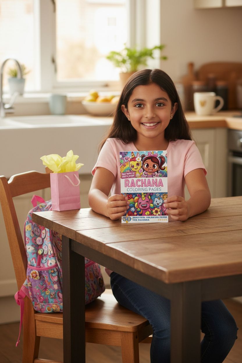 Rachana coloring book in use