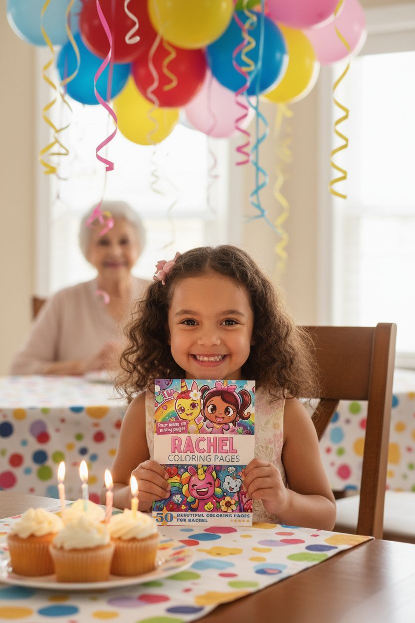 Rachel coloring book in use