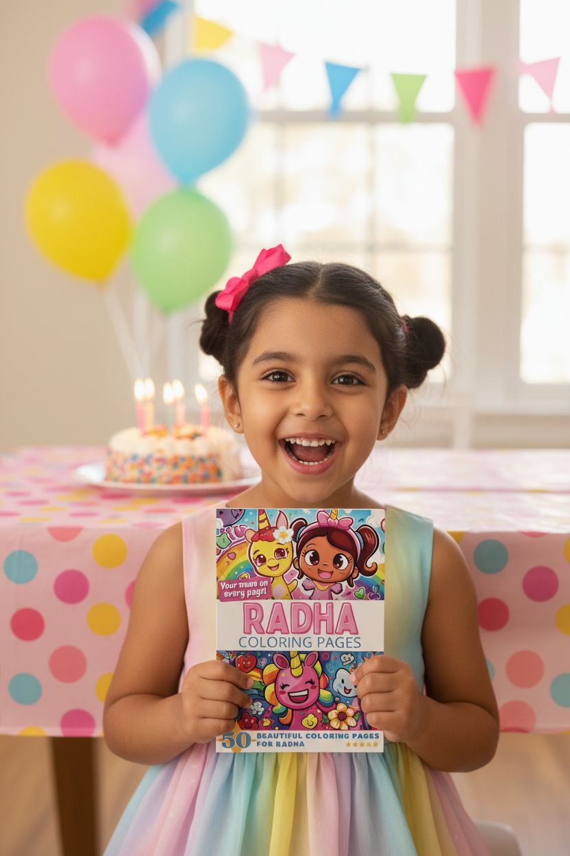 Radha coloring book in use