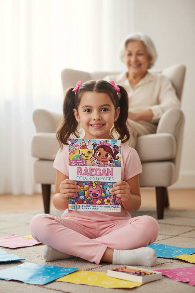 Raegan coloring book in use