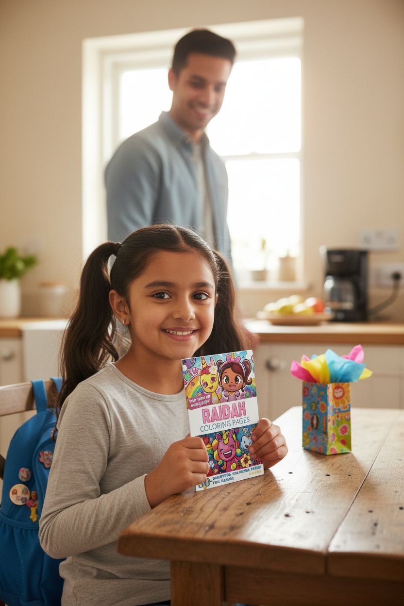 Raidah coloring book in use