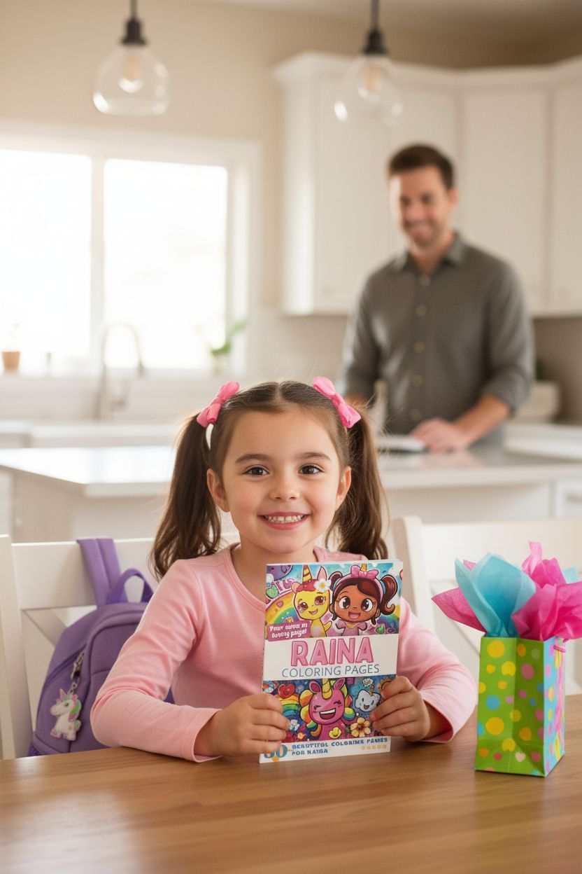 Raina coloring book in use