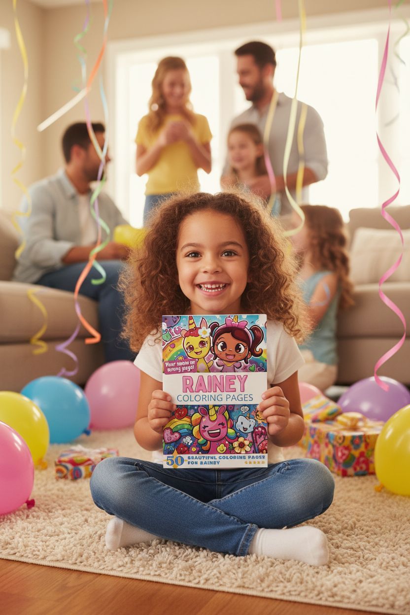 Rainey coloring book in use