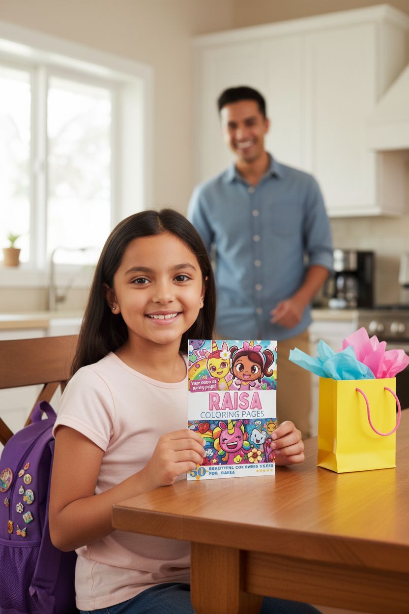 Raisa coloring book in use