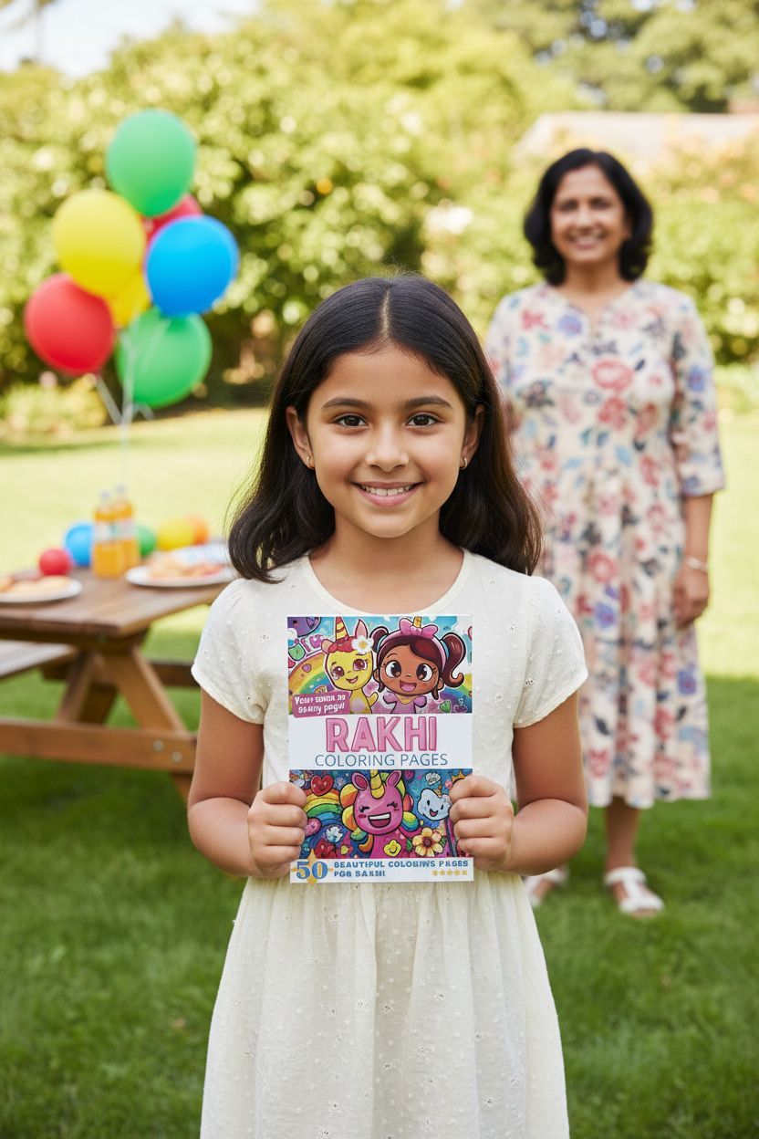 Rakhi coloring book in use