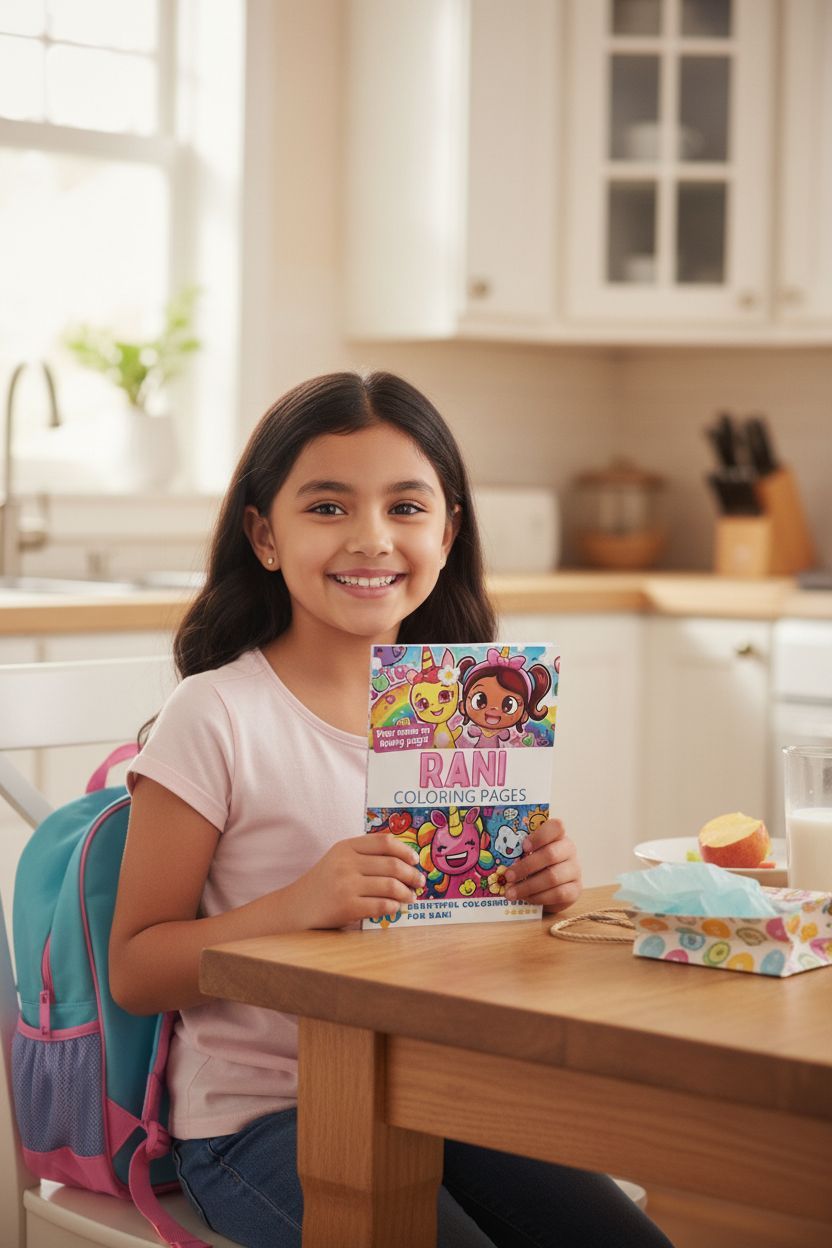 Rani coloring book in use