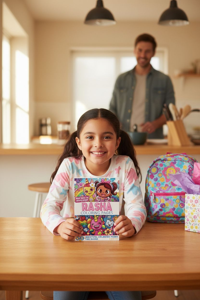 Rasha coloring book in use