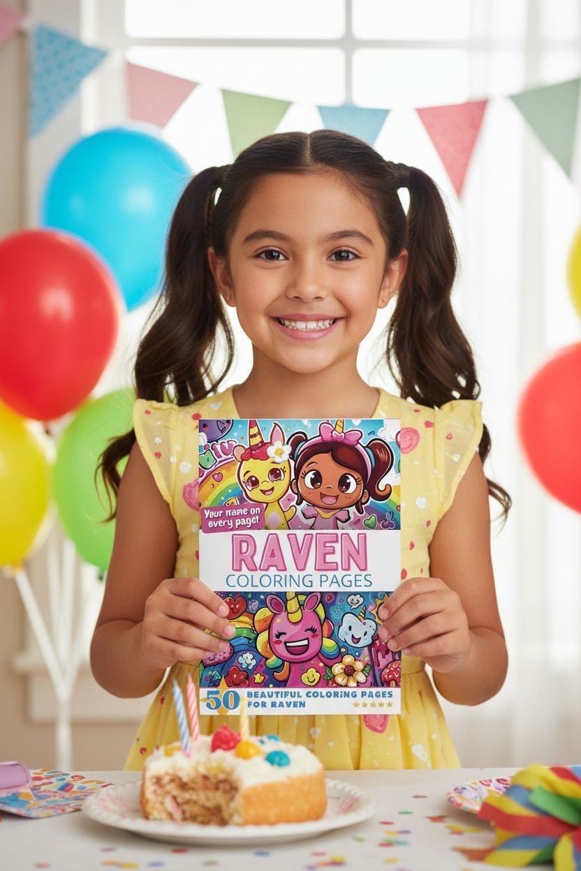 Raven coloring book in use