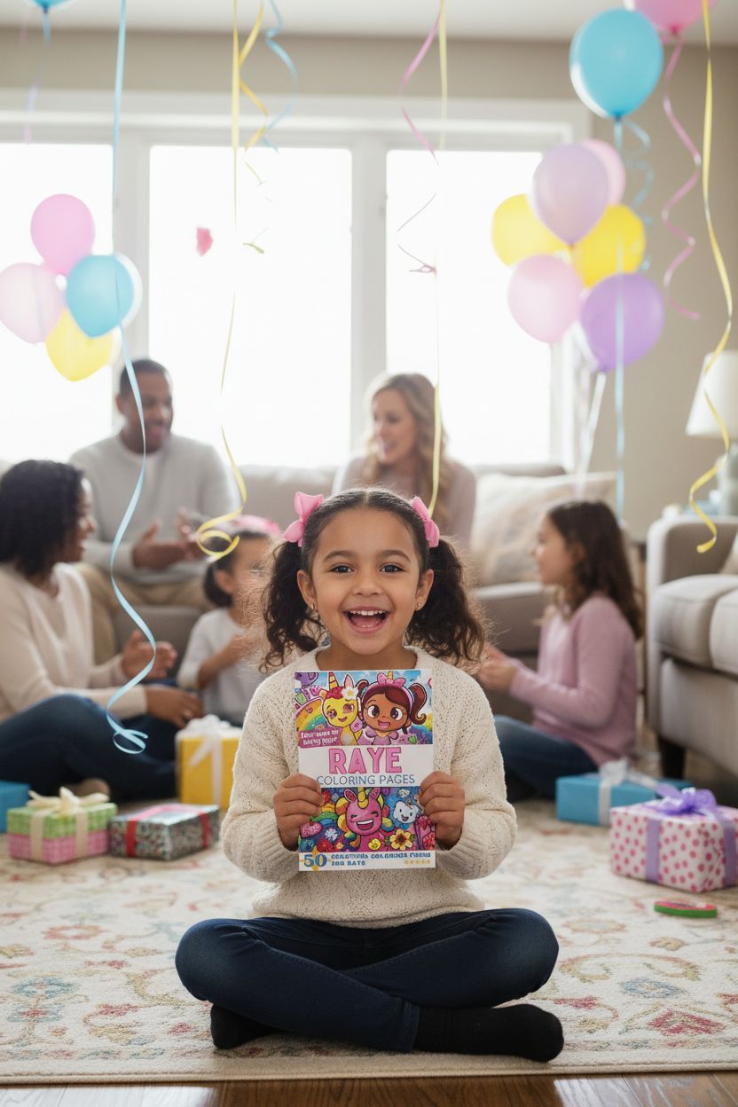 Raye coloring book in use