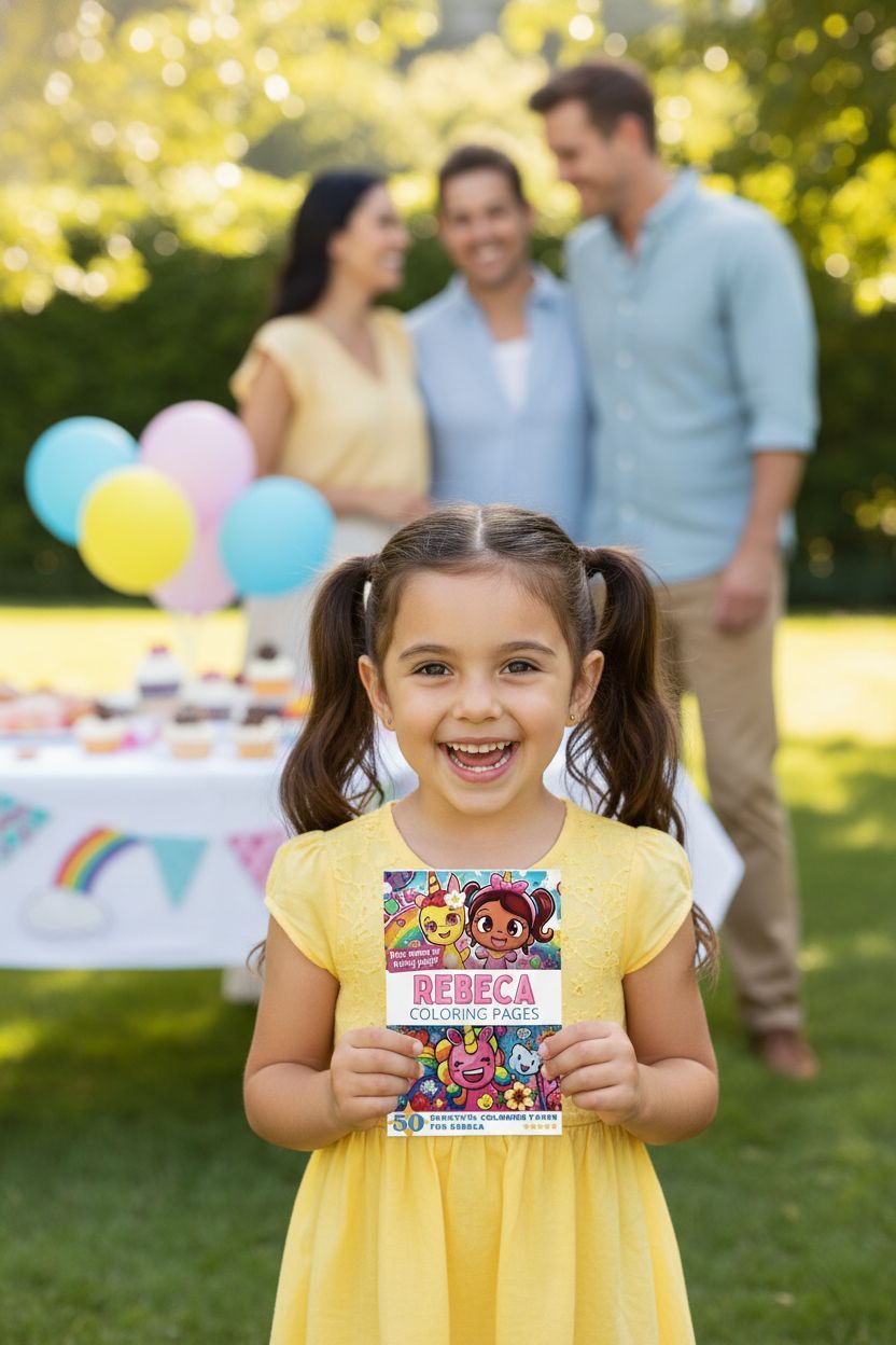 Rebeca coloring book in use