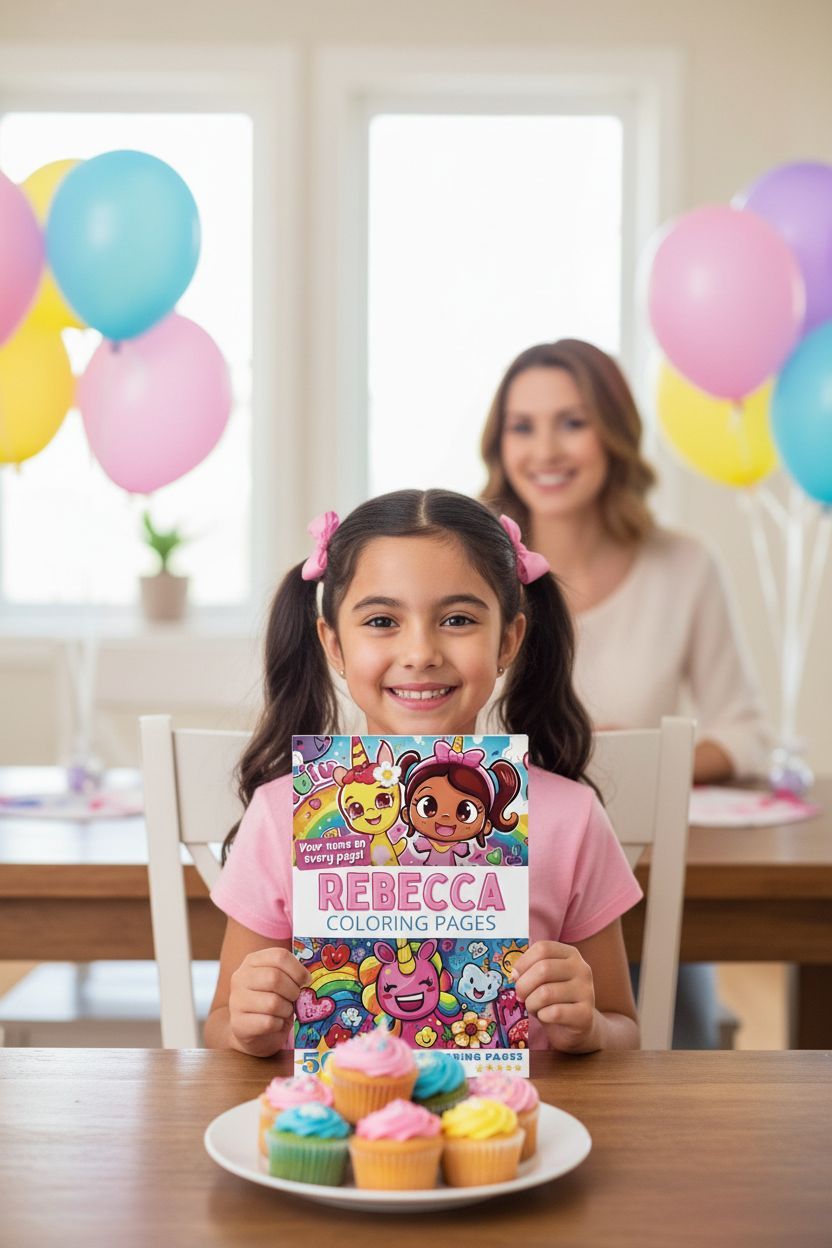 Rebecca coloring book in use