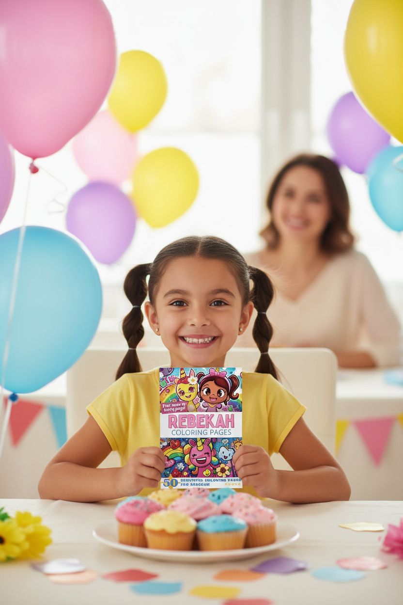 Rebekah coloring book in use