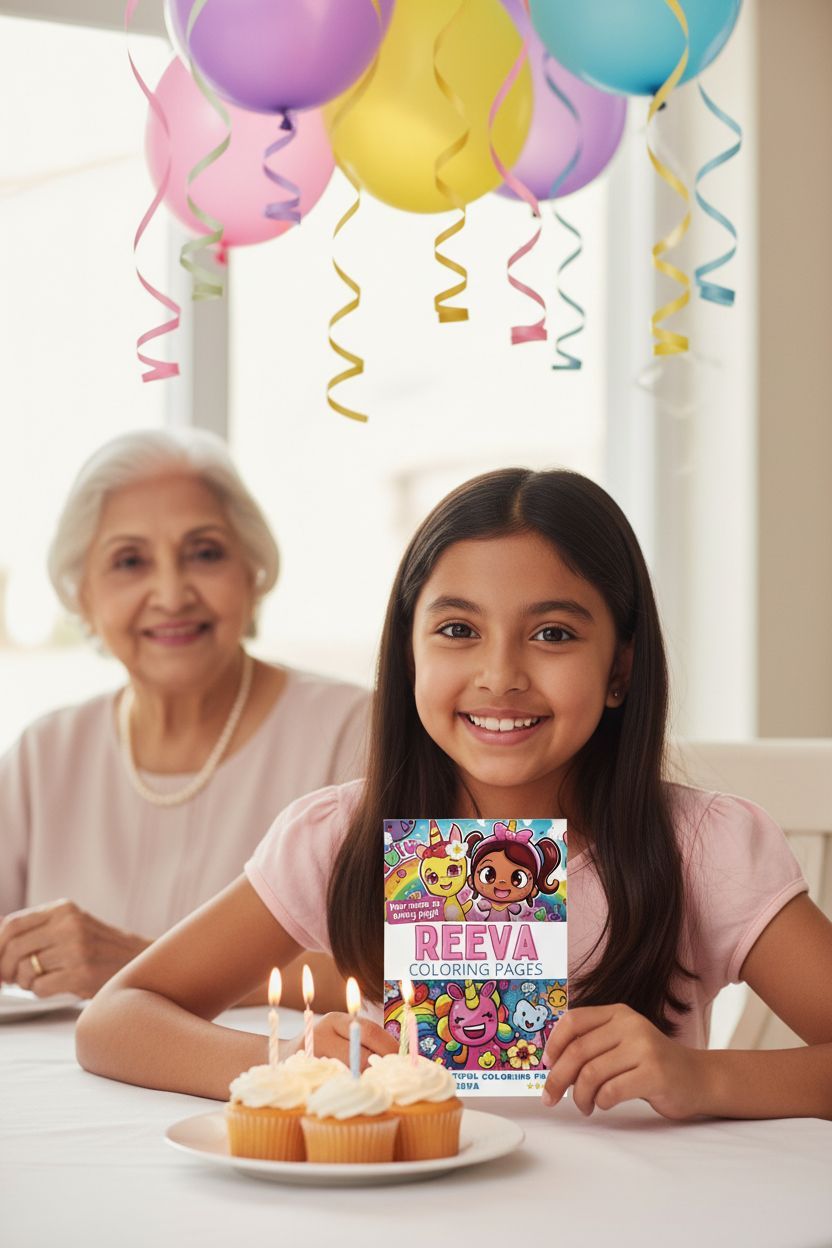 Reeva coloring book in use