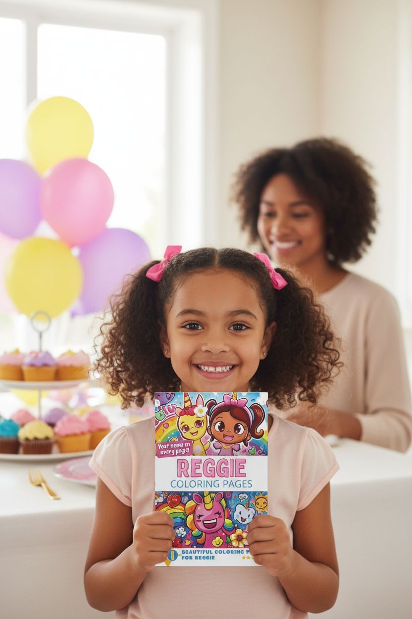 Reggie coloring book in use