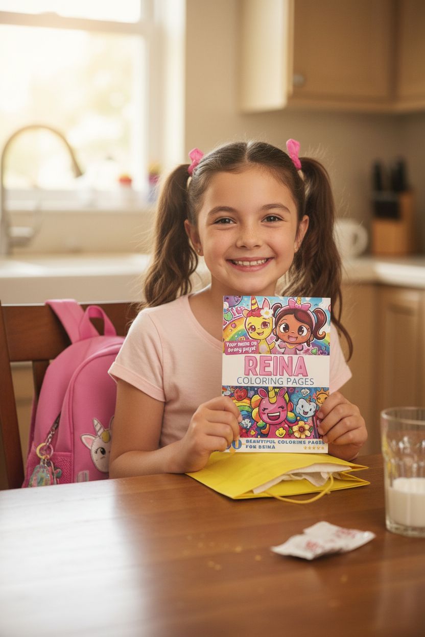 Reina coloring book in use