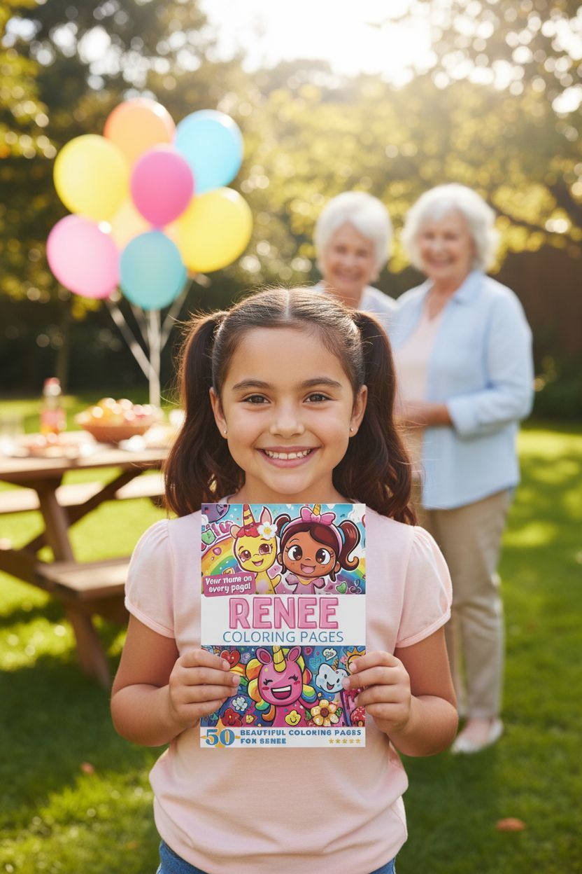 Renee coloring book in use