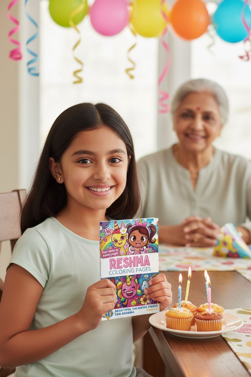 Reshma coloring book in use