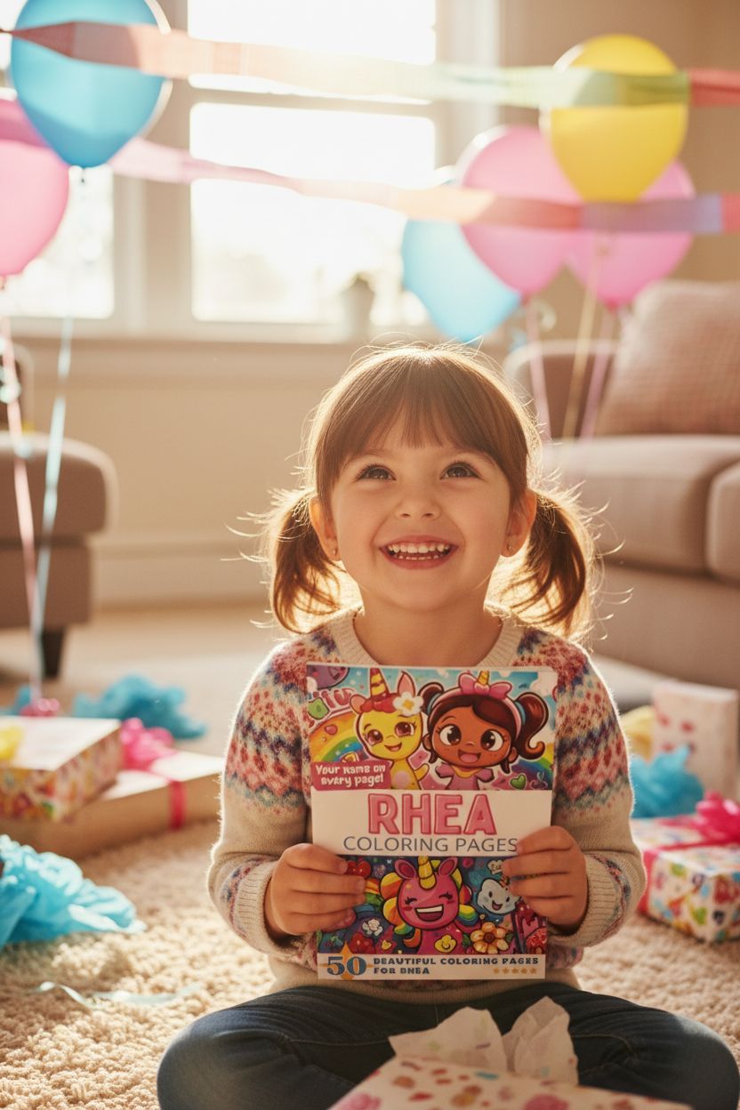 Rhea coloring book in use