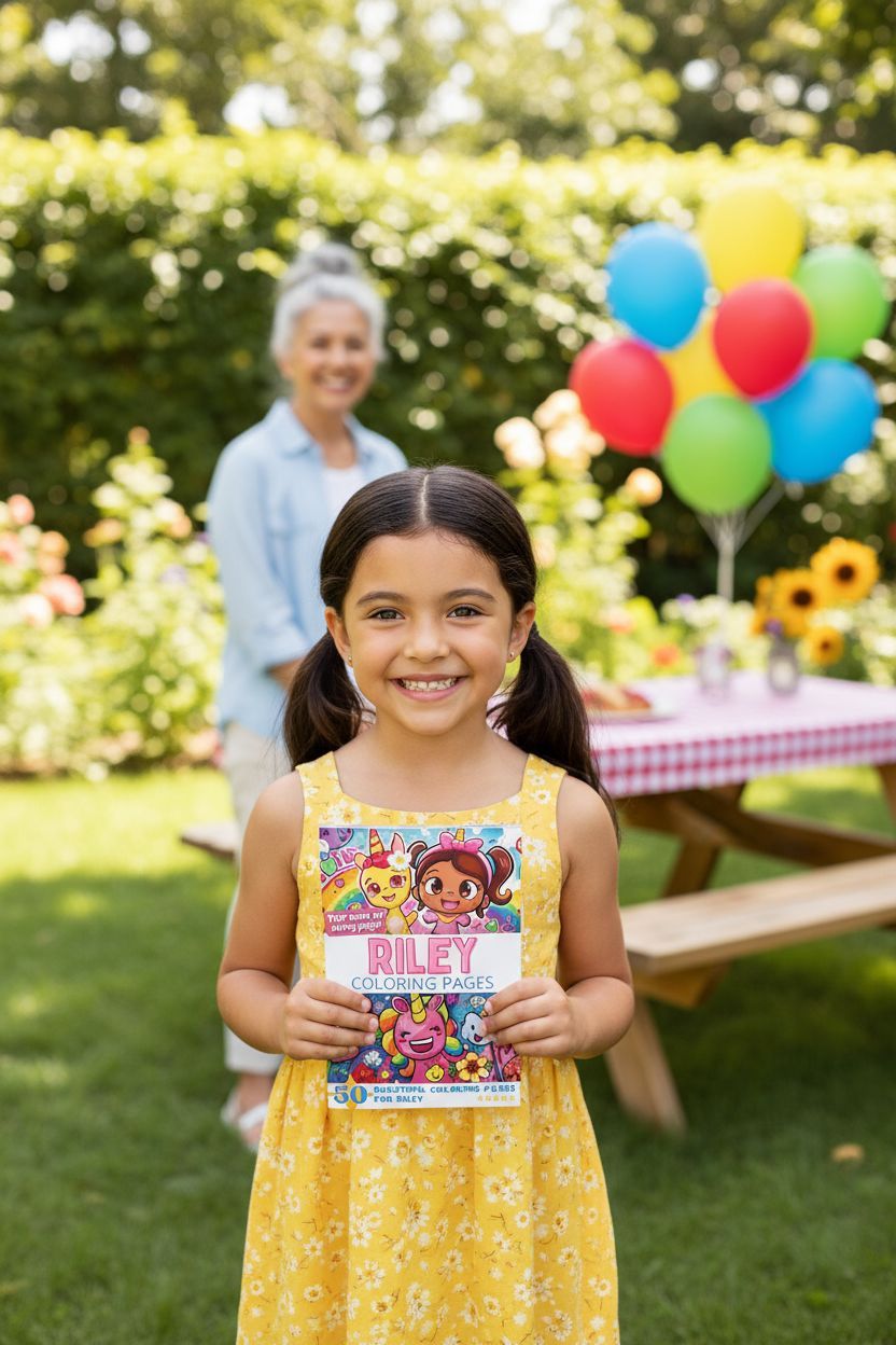 Riley coloring book in use