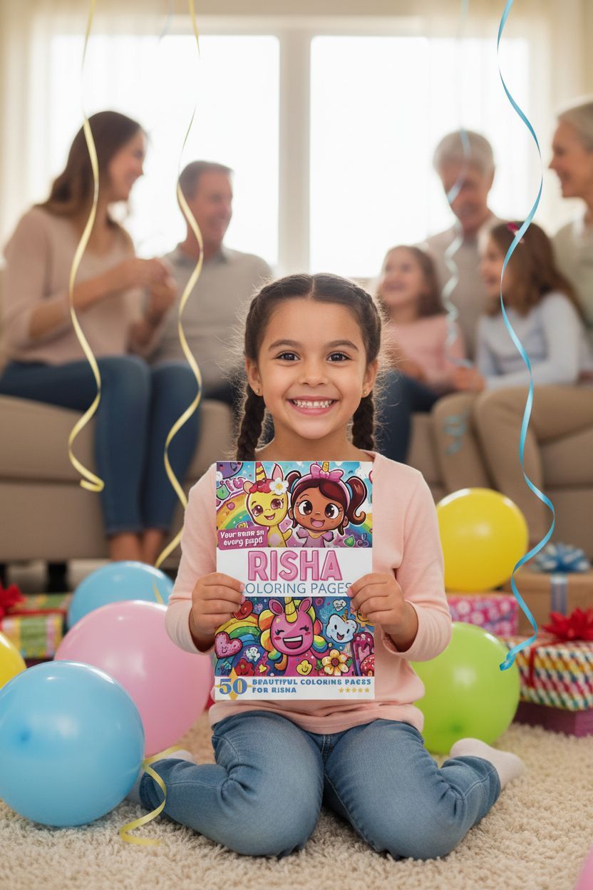 Risha coloring book in use