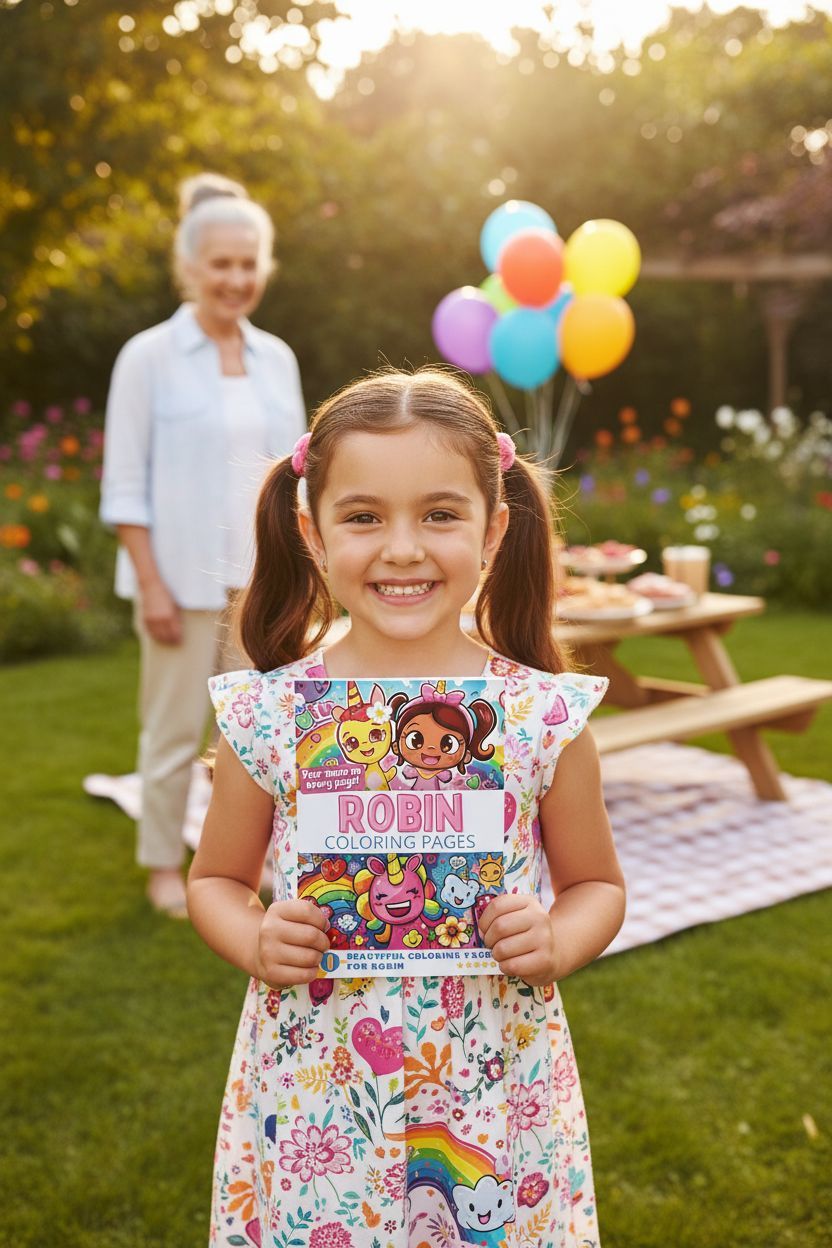 Robin coloring book in use