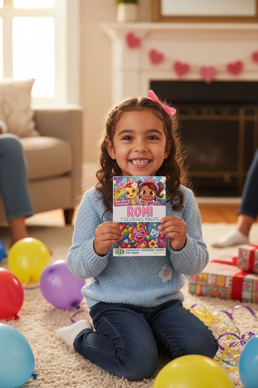 Romi coloring book in use