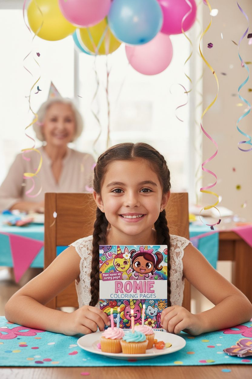 Romie coloring book in use