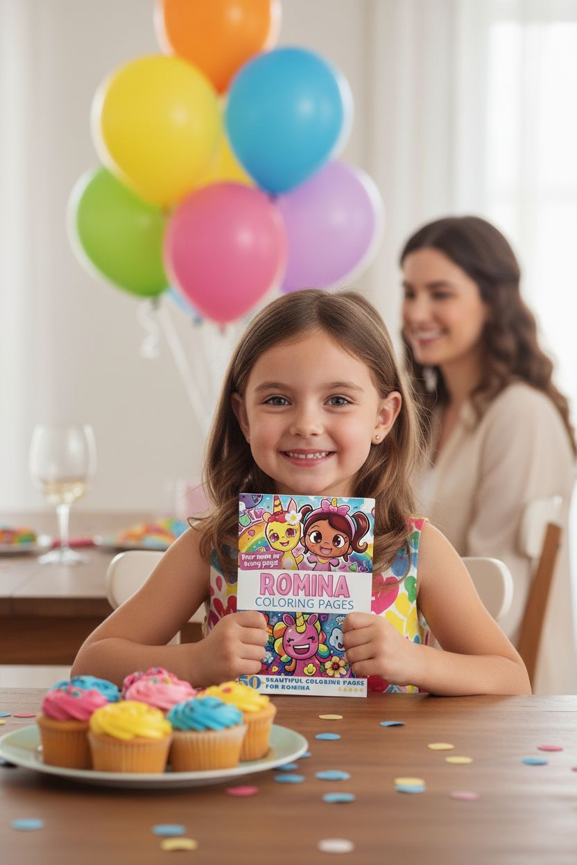 Romina coloring book in use