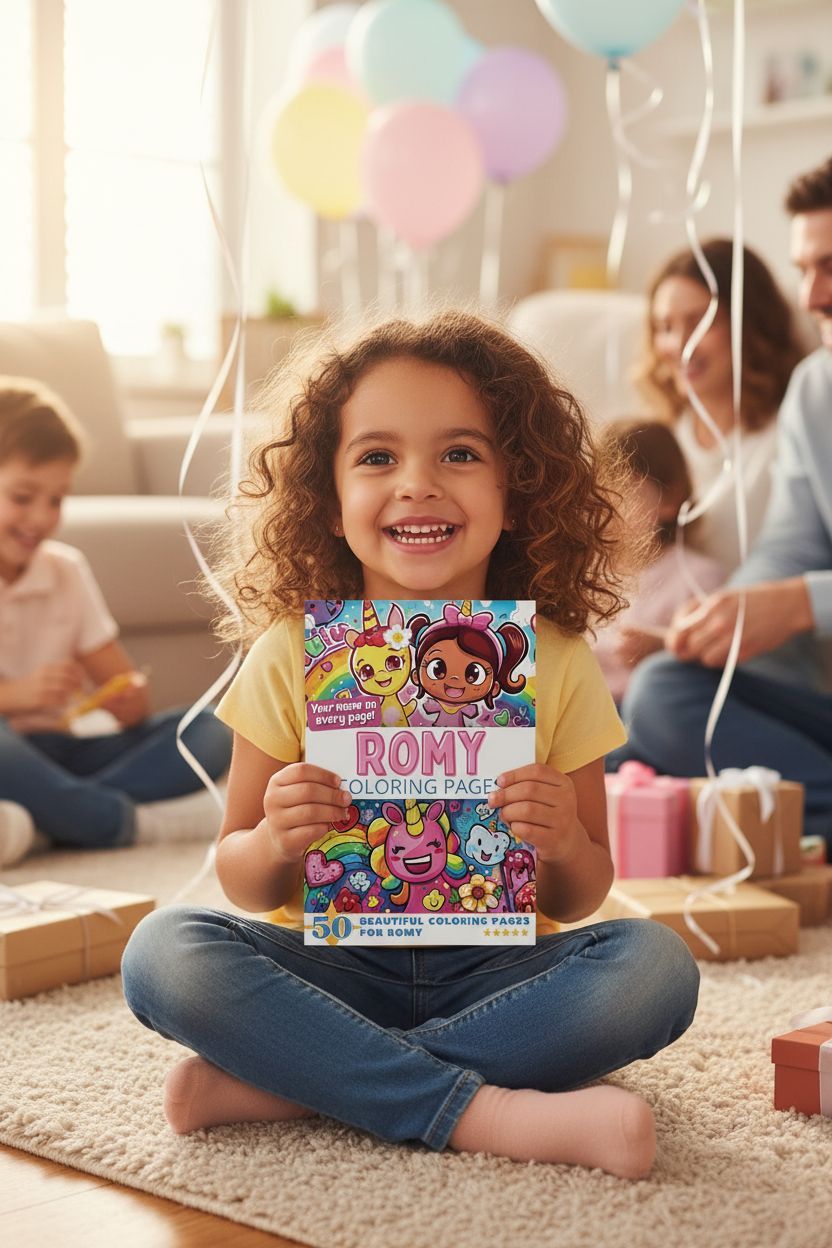 Romy coloring book in use