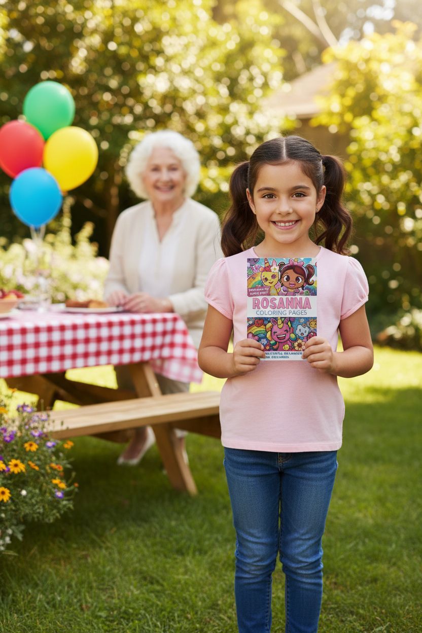 Rosanna coloring book in use