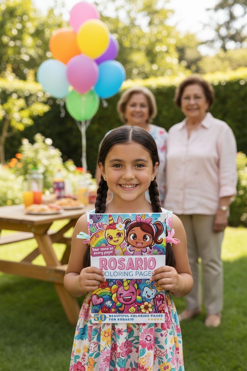 Rosario coloring book in use