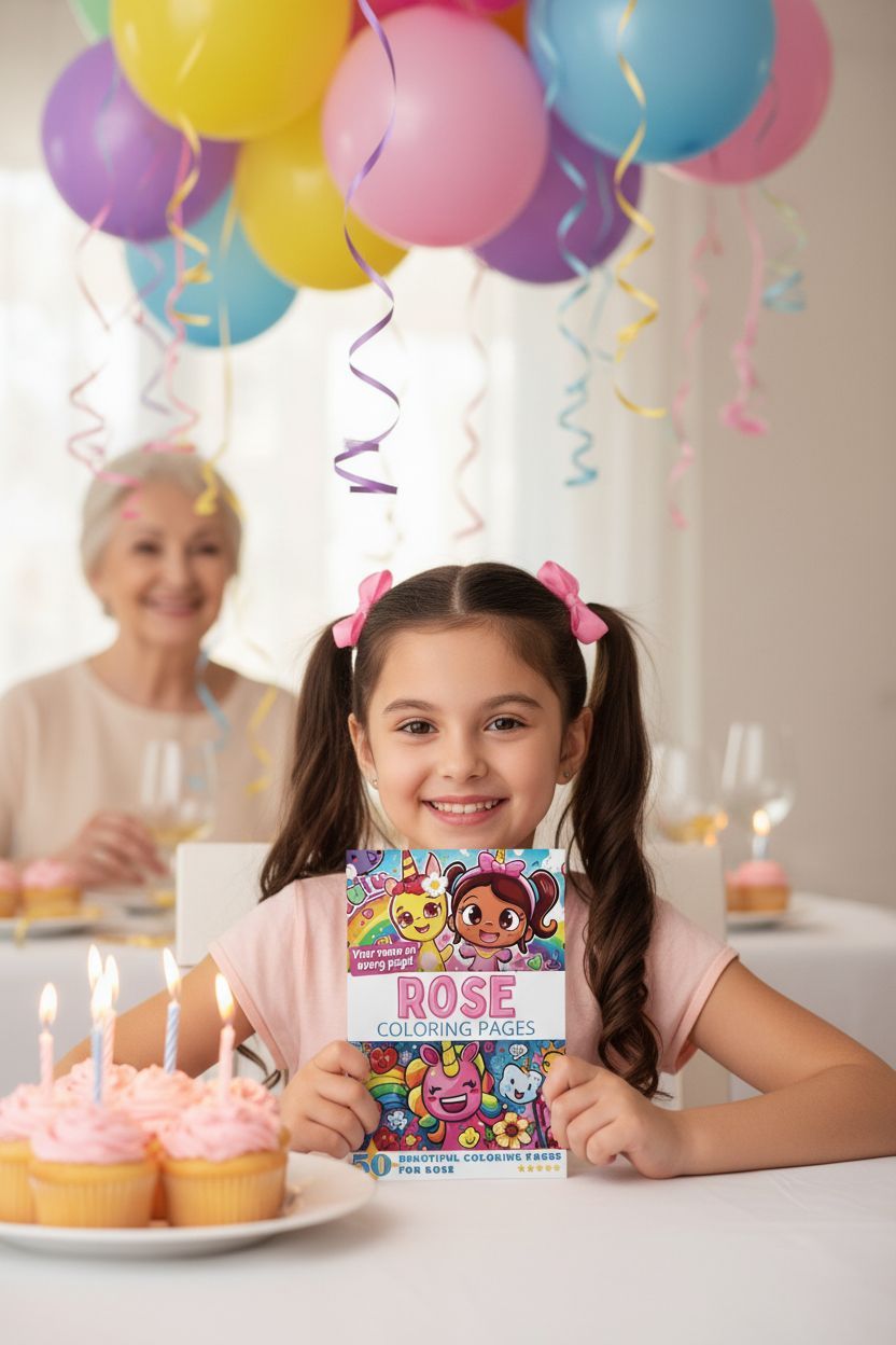 Rose coloring book in use