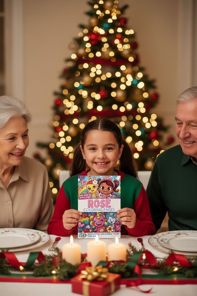 Rose Christmas coloring pages gift