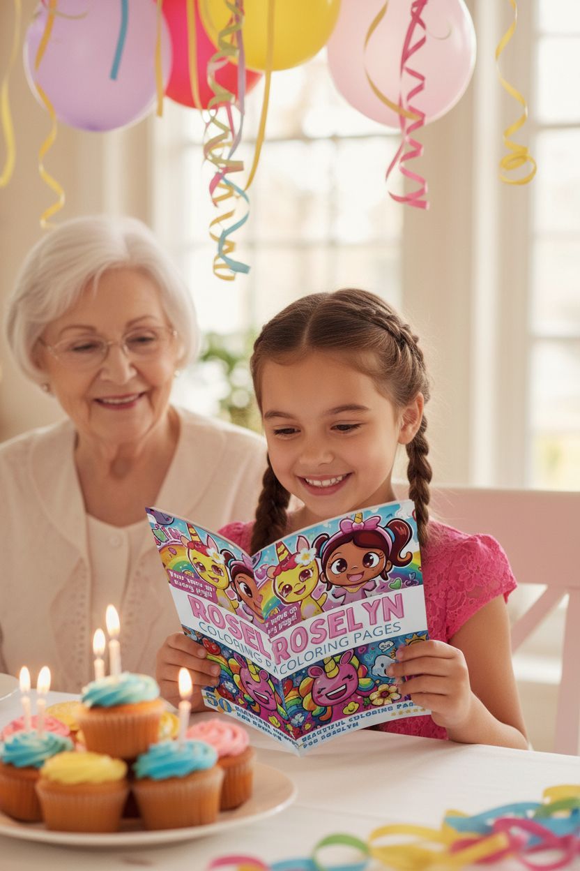 Roselyn coloring book in use