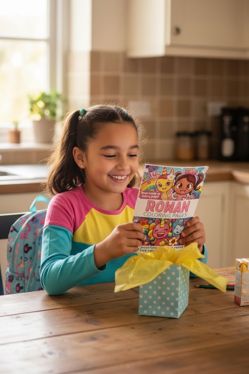 Rowan coloring book in use