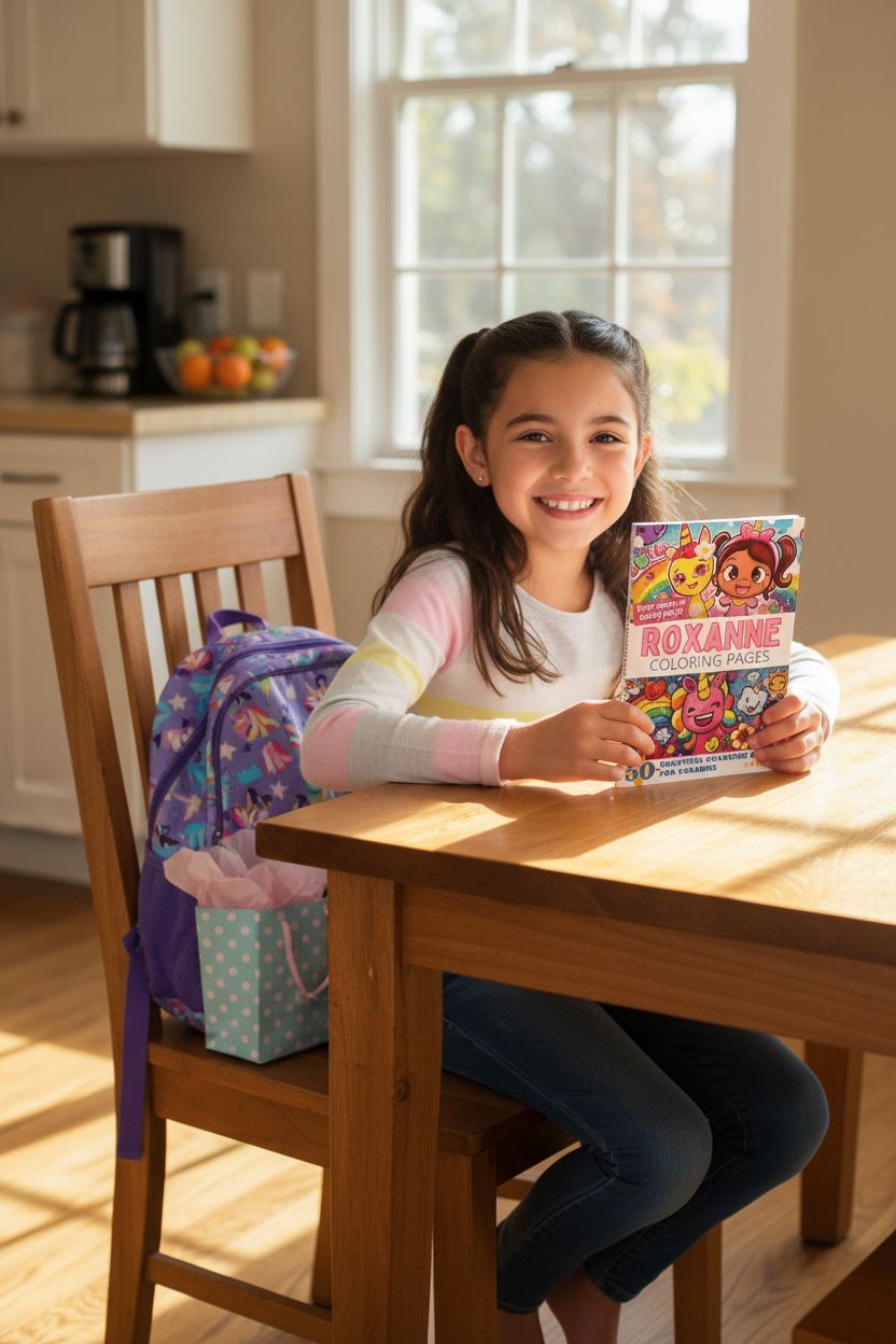 Roxanne coloring book in use