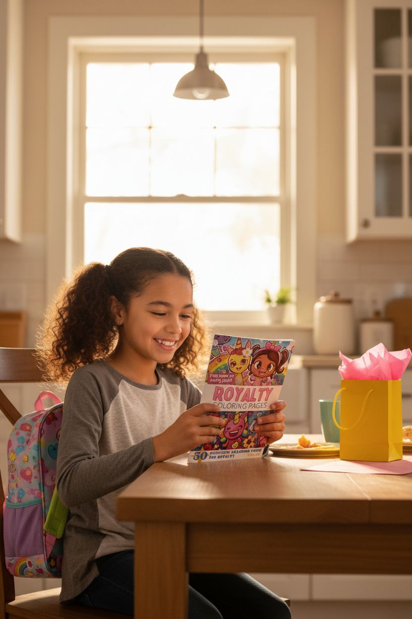 Royalty coloring book in use
