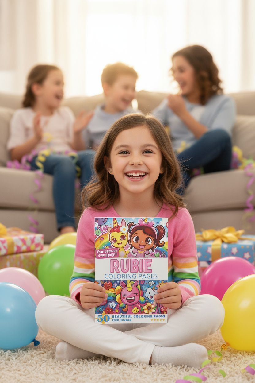 Rubie coloring book in use