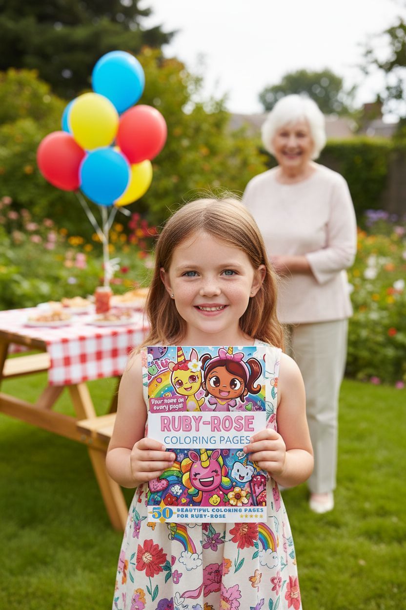 Ruby-Rose coloring book in use