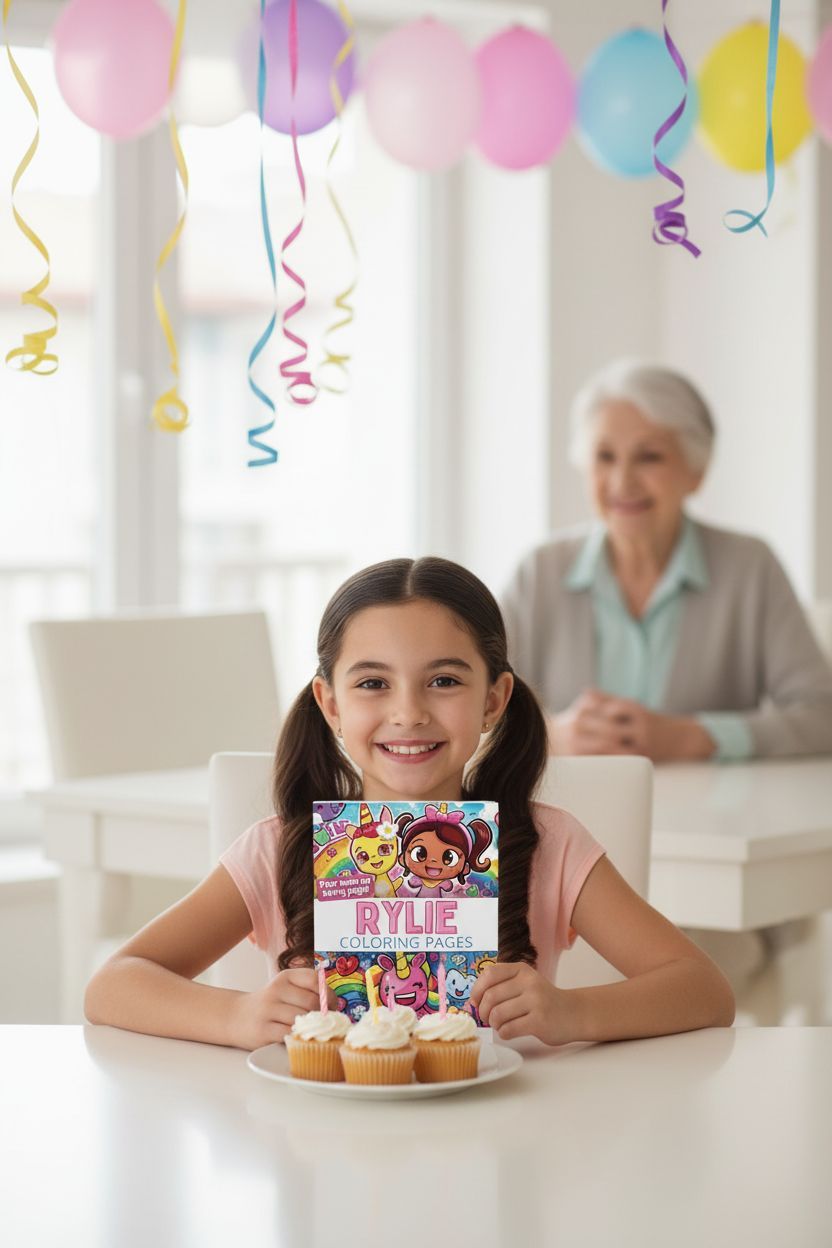 Rylie coloring book in use