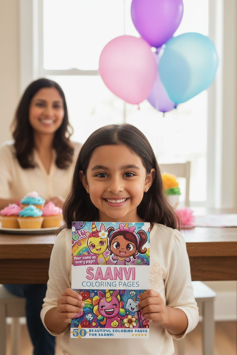 Saanvi coloring book in use