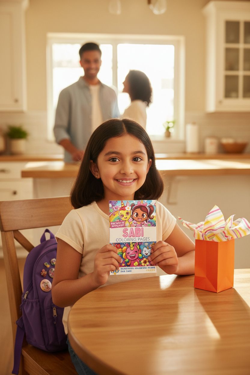 Sabi coloring book in use