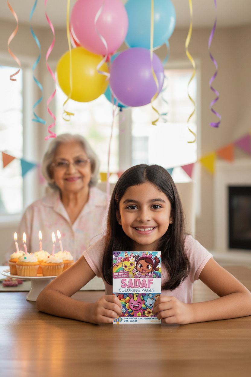 Sadaf coloring book in use