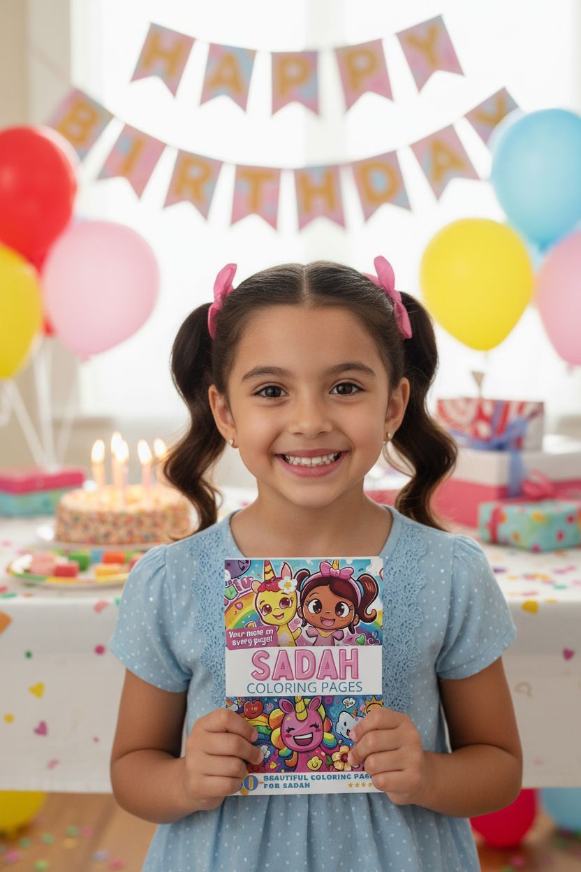 Sadah coloring book in use