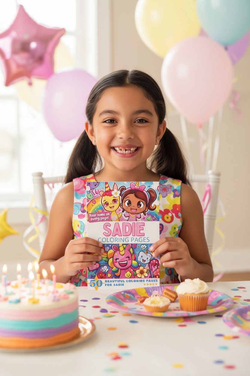 Sadie coloring book in use