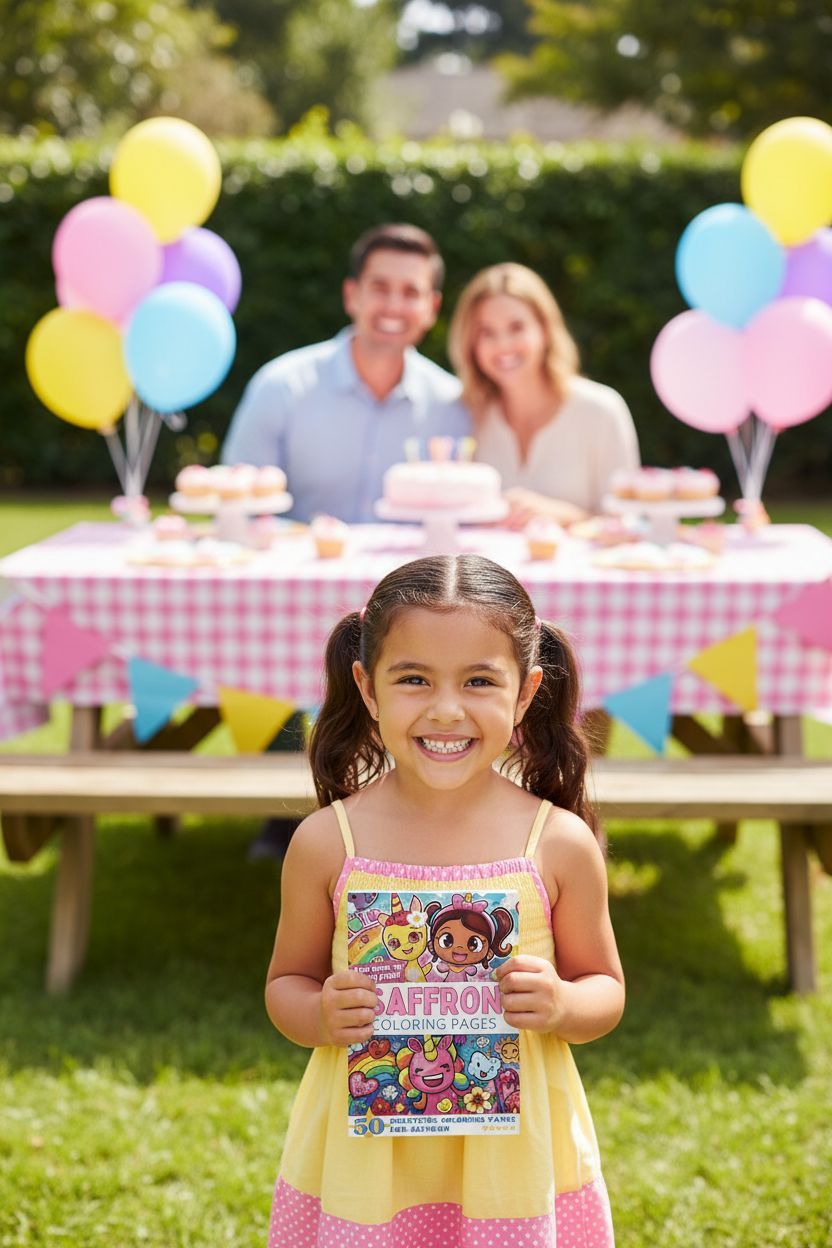 Saffron coloring book in use